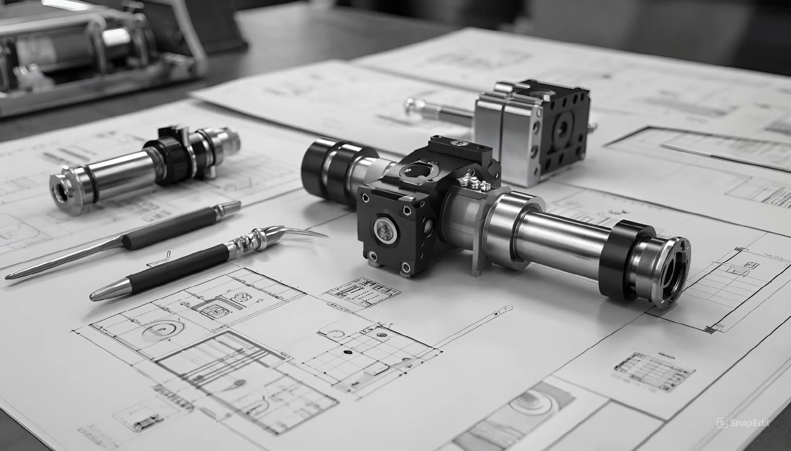 Двигатель машины в черно белом фильтре